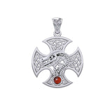 Dragon with Celtic Cross 14K White Gold Pendant WPD5818