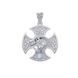 Dragon with Celtic Cross 14K White Gold Pendant WPD5818