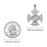 Dragon with Celtic Cross 14K White Gold Pendant WPD5818