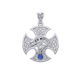 Dragon with Celtic Cross 14K White Gold Pendant WPD5818