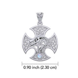 Dragon with Celtic Cross 14K White Gold Pendant WPD5818