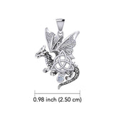 Dragon with Triquetra 14K White Gold Pendant WPD5821