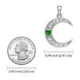 Celtic Crescent Moon with Heart Stone 14K White Gold Pendant WPD5886