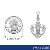 A powerful  White Gold Pendant Fleur-de-Lis and Heart WPD6067
