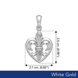 A powerful  White Gold Pendant Fleur-de-Lis and Heart WPD6067