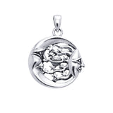 Moon Sun Stars And Planet 14K White Gold Pendant WTP3137