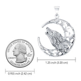 Baying wolf around the celestial beauty ~ 14K White Gold Pendant WTP831