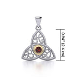 HBD Happy Birthday Monogramming Trinity Knot Silver and Gold Gemstone Pendant MPD5163