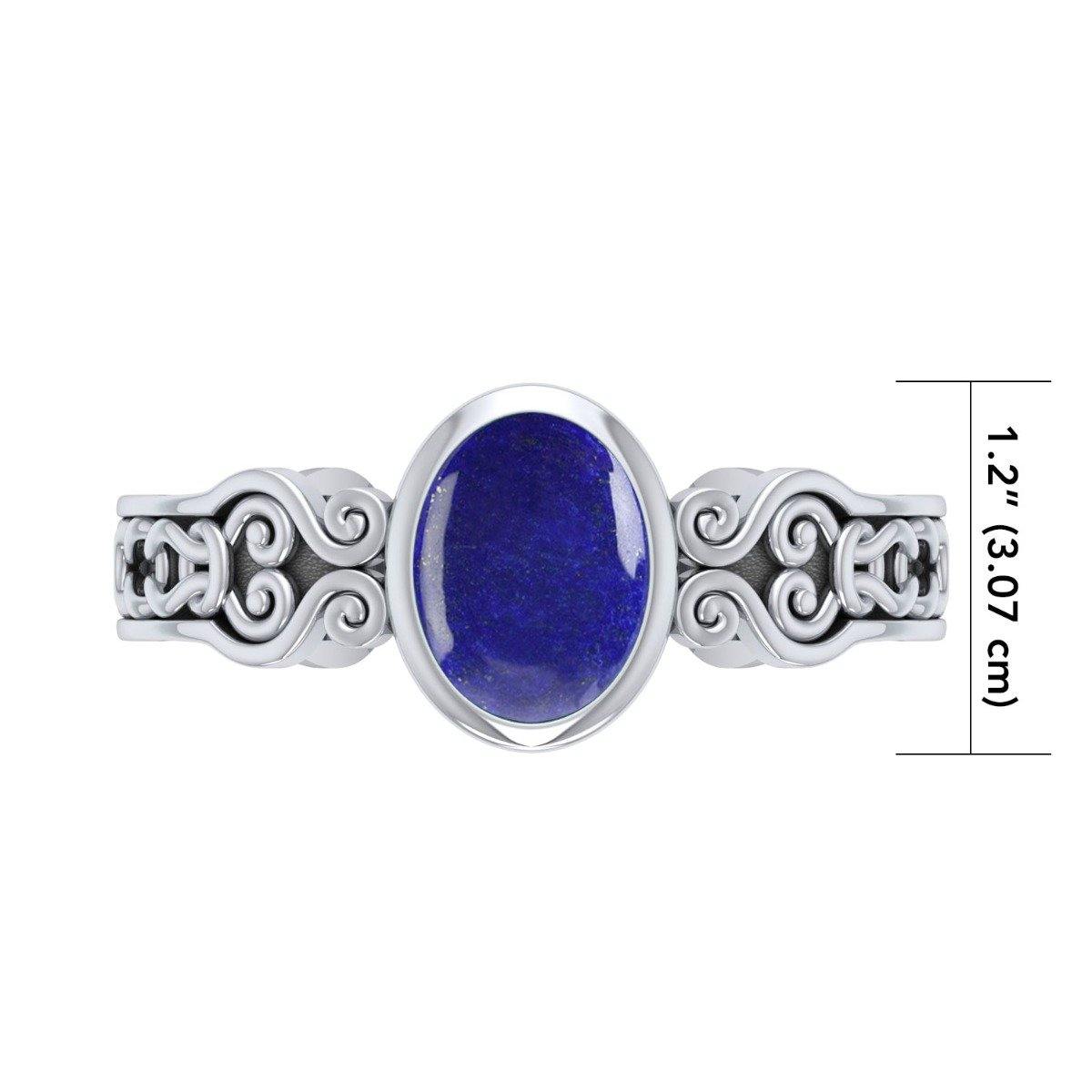 Celtic Knot Spiral Cuff Bracelet with Synthetic Lapis TBA186 - Jewelry