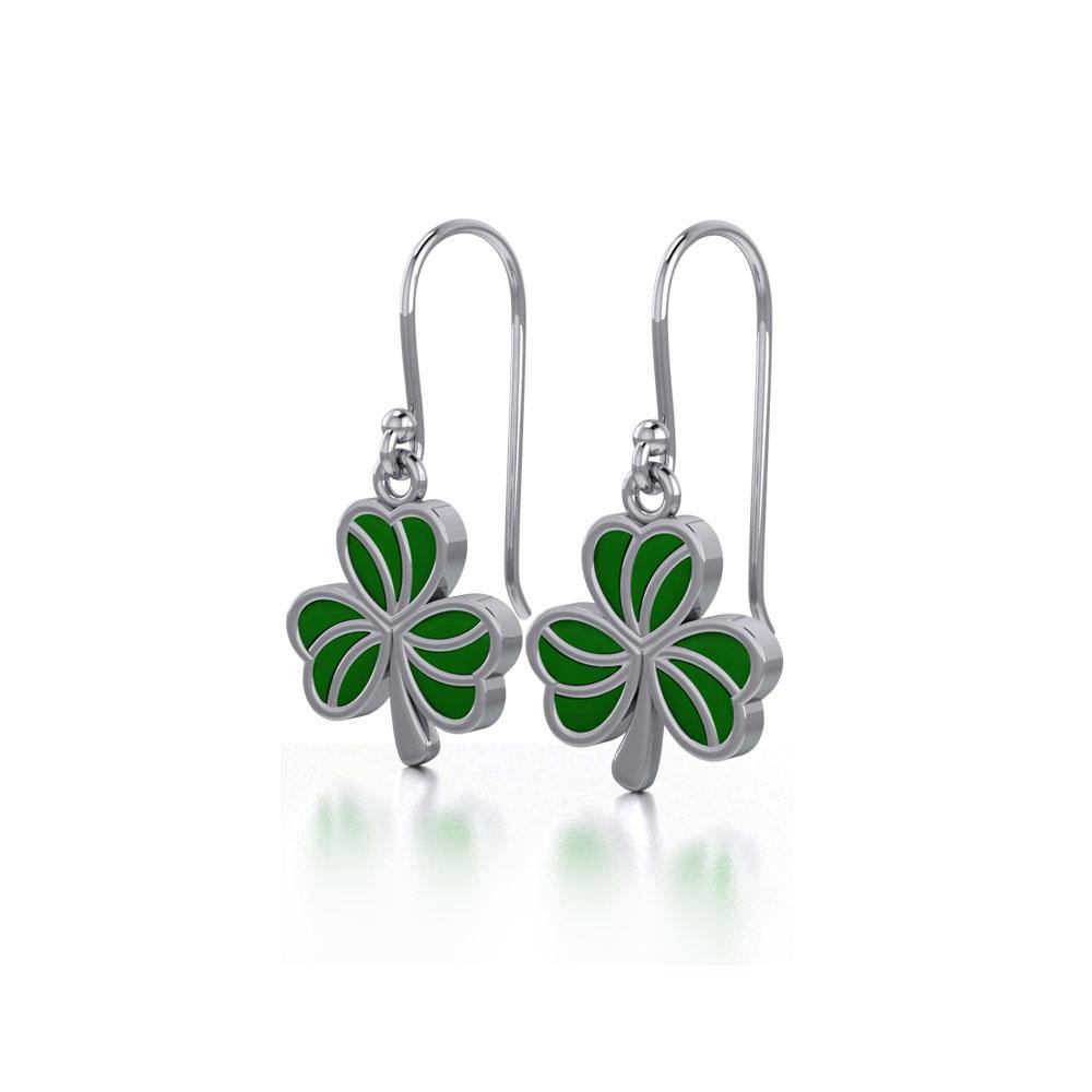 Enamel Shamrock  Clover Silver Earrings TER1718 - Jewelry