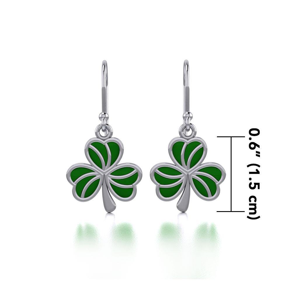 Enamel Shamrock  Clover Silver Earrings TER1718 - Jewelry