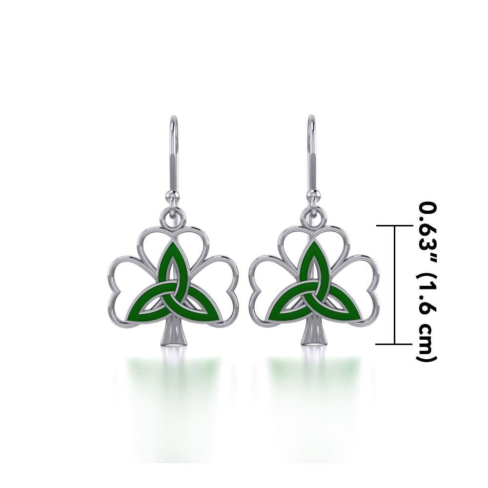 Enamel Trinity Knot on Shamrock  Clover Silver Earrings TER1719 - Jewelry