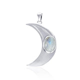 Glow in the Light of the Beautiful Crescent Moon ~ Sterling Silver Jewelry Pendant with Gemstone TPD4059