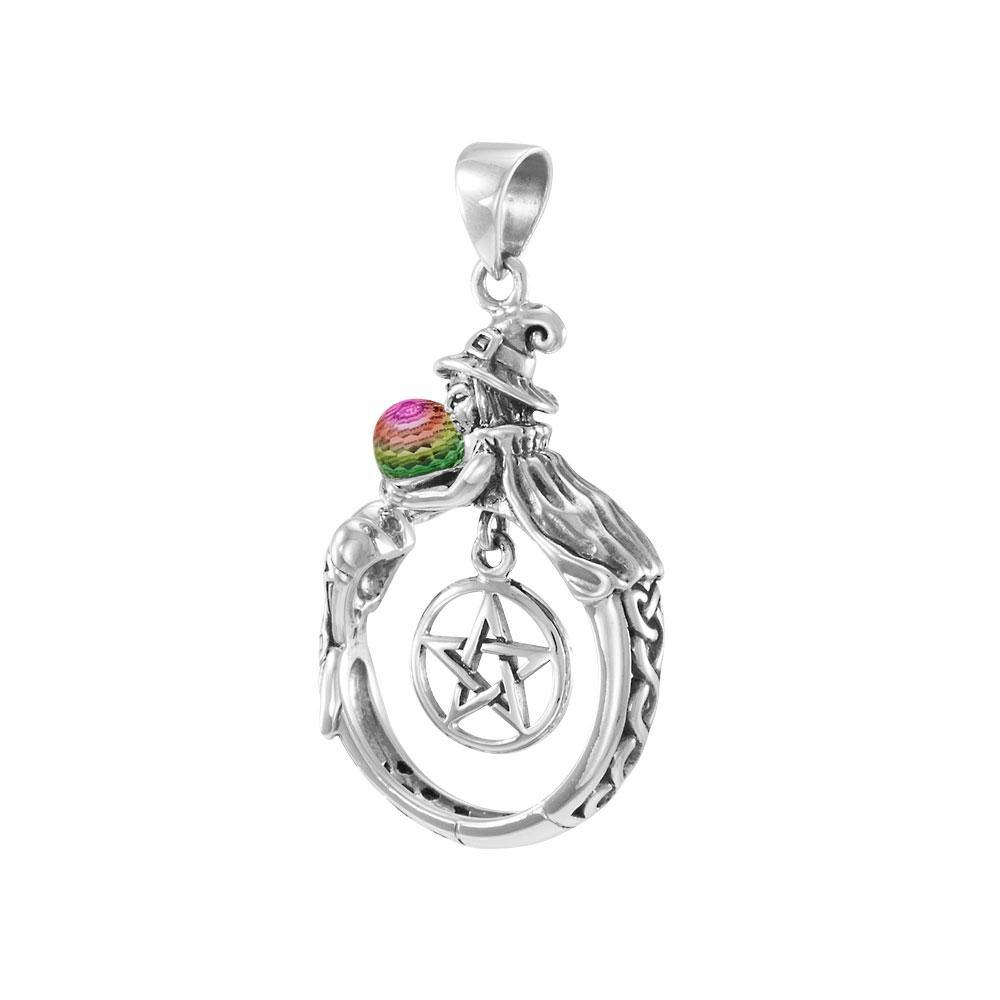 Sterling Silver Witch Pendant with Crystal ball TPD4857 - Jewelry