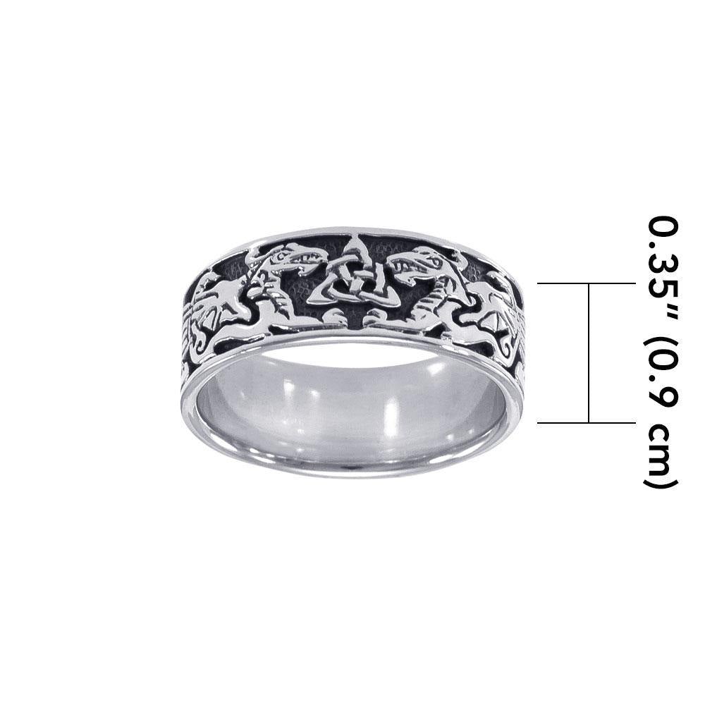 Celtic Dragons Trinity Knot Silver Ring TR842 - Jewelry
