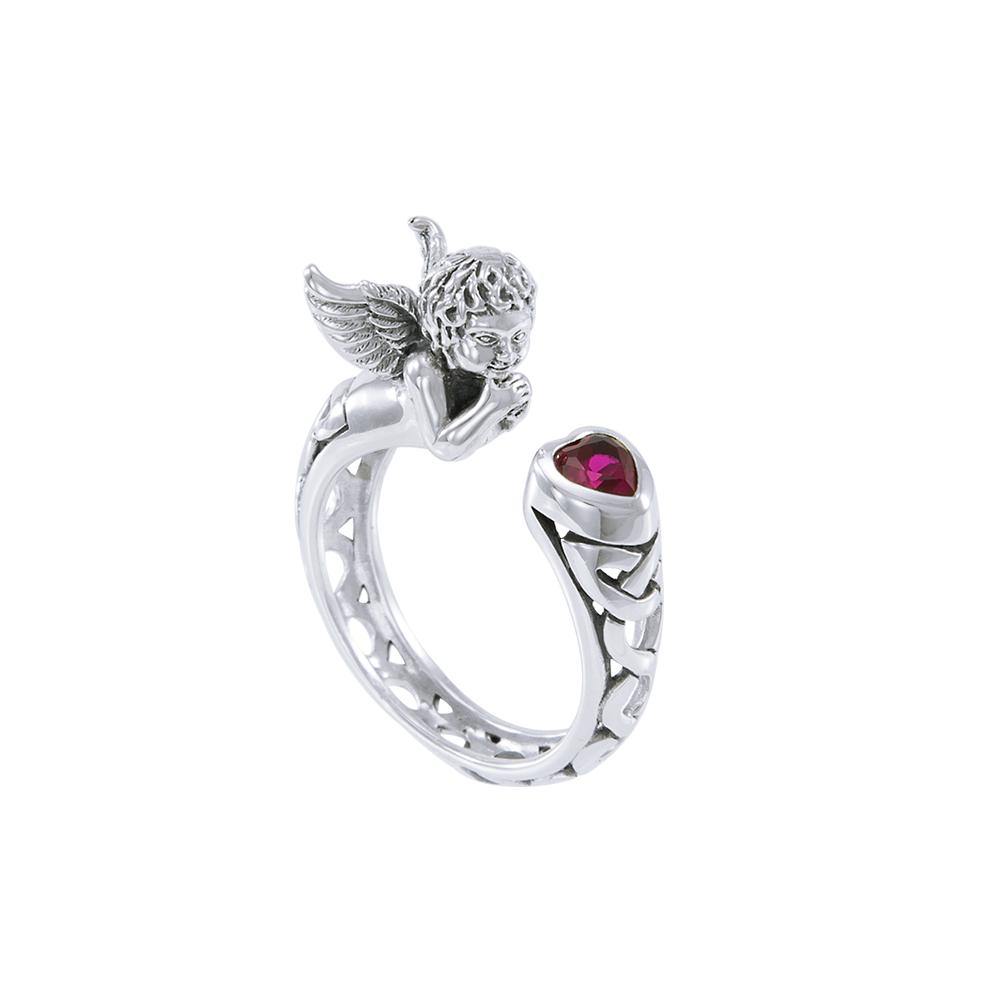 Sterling Silver Celtic Cupid Ring with Gemstone TRI1635 - Jewelry