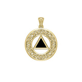 AA Recovery with Celtic Boarder 14K Yellow Gold Pendant GPD3938