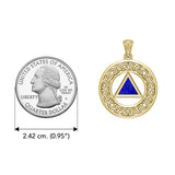 AA Recovery with Celtic Boarder 14K Yellow Gold Pendant GPD3938