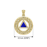 AA Recovery with Celtic Boarder 14K Yellow Gold Pendant GPD3938