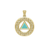 AA Recovery with Celtic Boarder 14K Yellow Gold Pendant GPD3938