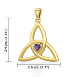 The Celtic Trinity Knot 14 Karat Yellow Gold Pendant with Heart Gemstone GPD5342