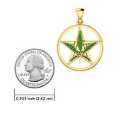 Oberon Zell Greenleaf Pentagram Solid Gold Pendant with Enamel GPD5372