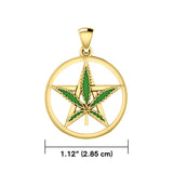Oberon Zell Greenleaf Pentagram Solid Gold Pendant with Enamel GPD5372