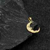 Crescent Moon Face with Stars Solid Gold Pendant GPD5642