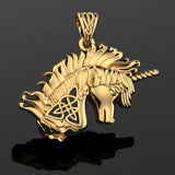 Celtic Unicorn Solid Gold Pendant GPD5663