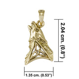 Celtic Howling Wolf Solid Gold Pendant GPD5717