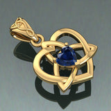 The Small Celtic Trinity Heart 14K Yellow Gold Pendant with Gemstone GPD5913