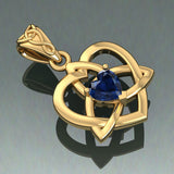 The Small Celtic Trinity Heart 14K Yellow Gold Pendant with Gemstone GPD5913