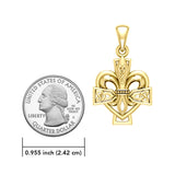 Fleur-de-Lis and Celtic Cross Solid Gold Pendant GPD6068