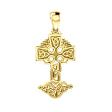 Celtic Tree of Life Irish Cross 14 Karat Solid Yellow Gold Pendant GPD6123