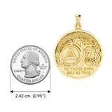 AA Recovery Tree of Life Double Sided Solid Yellow Gold Pendant GPD6334