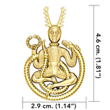 The Powerful Horned God Cernunnos 14 Karat Gold Pendant GTP3450