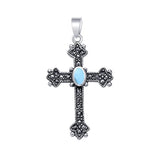 Medieval Cross Silver & Marcasite Pendant JP010