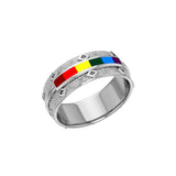 Rainbow Inlay Silver Ring JR259