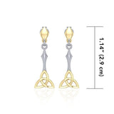 Celtic Trinity Knot Silver and 14K Gold Accent Post Earrings MER1679