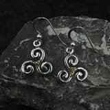 The road to eternal life ~ Sterling Silver Celtic Triquetra Dangle Earrings Jewelry with 18k Gold accent MER709