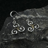 The road to eternal life ~ Sterling Silver Celtic Triquetra Dangle Earrings Jewelry with 18k Gold accent MER709