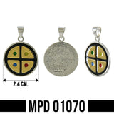 Oberon Zell Earth Medicine Shield  Silver with 14K Gold Accent With Mix Enamel Pendant MPD1070