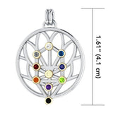 Tree of life Silver With 14K Gold Accent Pendant with beautiful exotic Kabbalah Chakra Gemstone  MPD3892