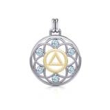Flower of Life with AA Symbol Sterling Silver with 14K Gold Vermeil Accent Pendant MPD6378