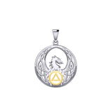 Celtic Phoenix with AA Recovery Symbol Sterling Silver with Gold Accent Pendant MPD6431