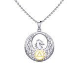 Celtic Phoenix with AA Recovery Symbol Sterling Silver with Gold Accent Pendant MPD6431