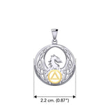 Celtic Phoenix with AA Recovery Symbol Sterling Silver with Gold Accent Pendant MPD6431