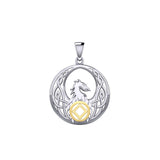 Celtic Phoenix with NA Recovery Symbol Sterling Silver with Gold Accent Pendant MPD6432