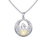 Celtic Phoenix with NA Recovery Symbol Sterling Silver with Gold Accent Pendant MPD6432