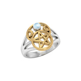 Pentacle silver with 18k gold accents Ring with Gem MRI485